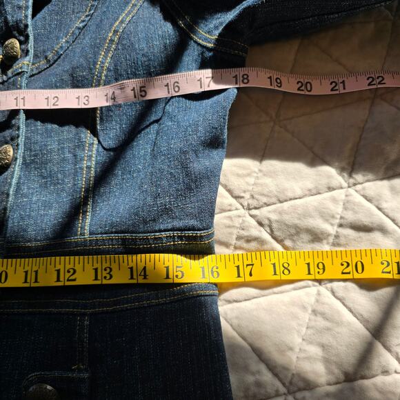 Vintage Paris Blues Denim Coat Women's S Double Breasted Bell Sleeve Y2K Boho - Picture 9 of 12